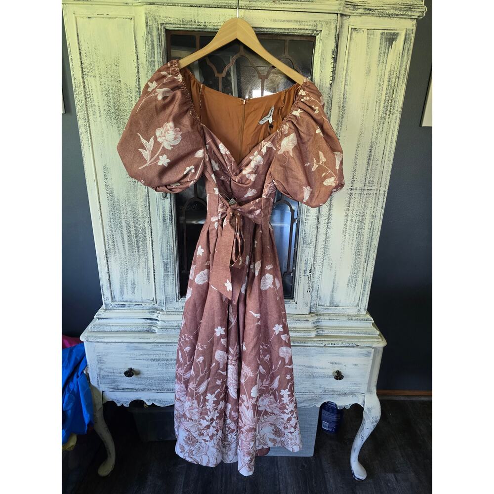 NWOT En Saison Monet Puff-Sleeve Square-Neck Midi Dress - Small - Picture 3 of 3
